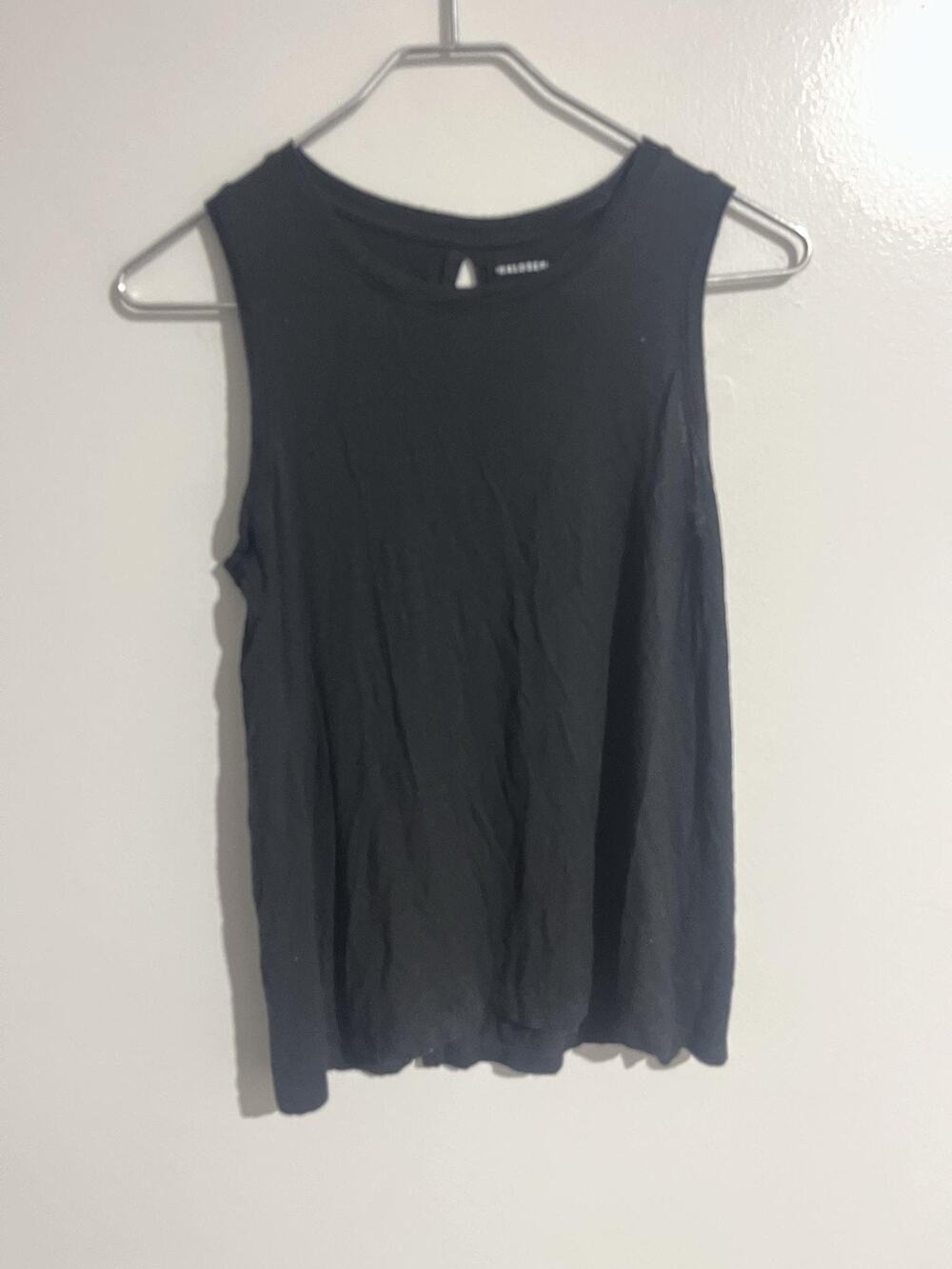 Halogen Tank Womens XS Black Crew Neck Jersey Back Slit Lightweight Stretch